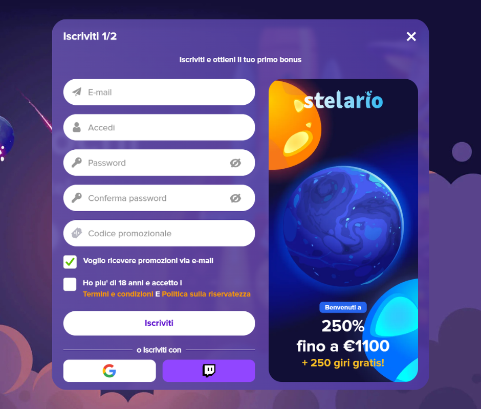 Stelario registrati